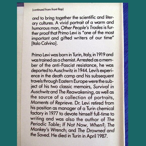 Book: Other People's Trades by Primo Levi, Translated by Raymond Rosenthal - Picture 9 of 14